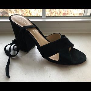 Ivanka Trump Kuriel Black Suede Lace Up High Heels